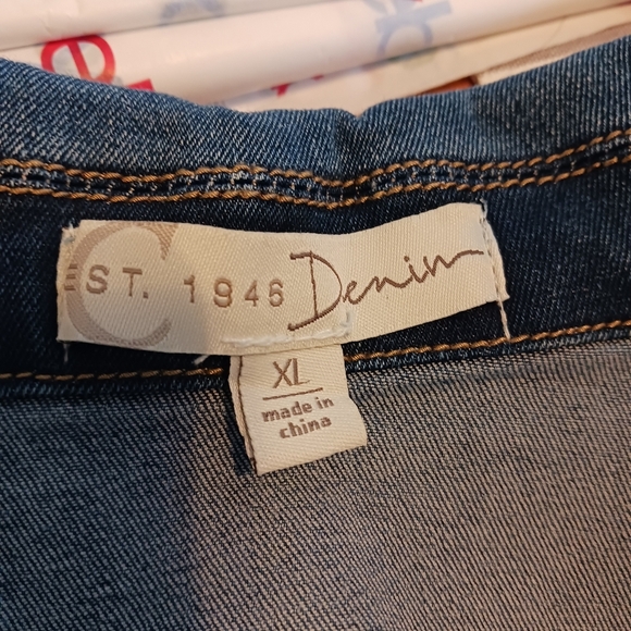 C Denim 1946 Womens Jacket Hearts Fringed XL Blue Bridal Casual Fall - Picture 6 of 10